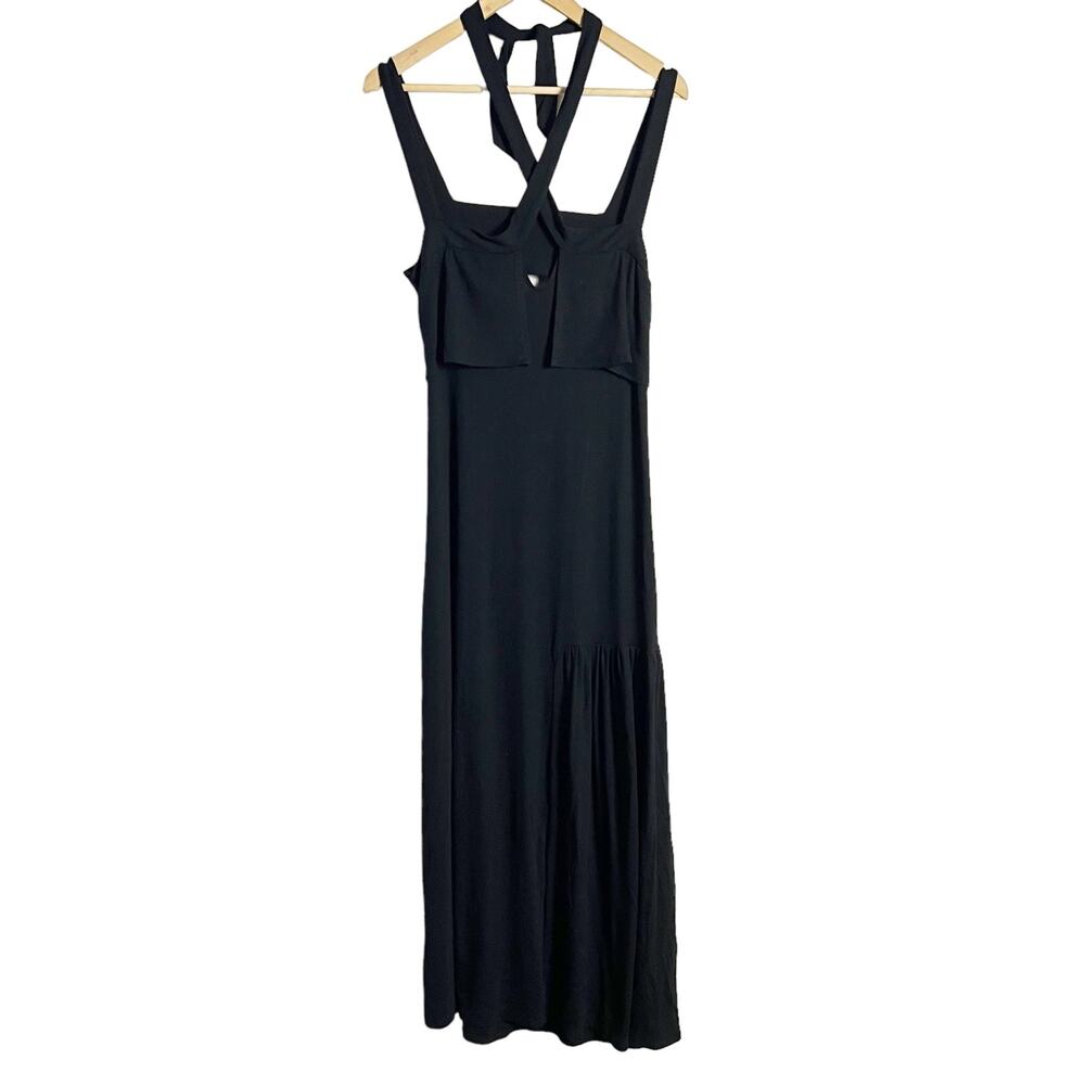 Go Couture Black Strappy Halter Sleeveless Maxi Dress Size Large